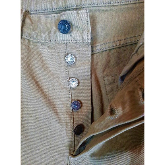 Levis 501 Tan Beige Button Fly 5 Pocket Denim Jeans Pants Mens Size 32 x 30 - Picture 5 of 12